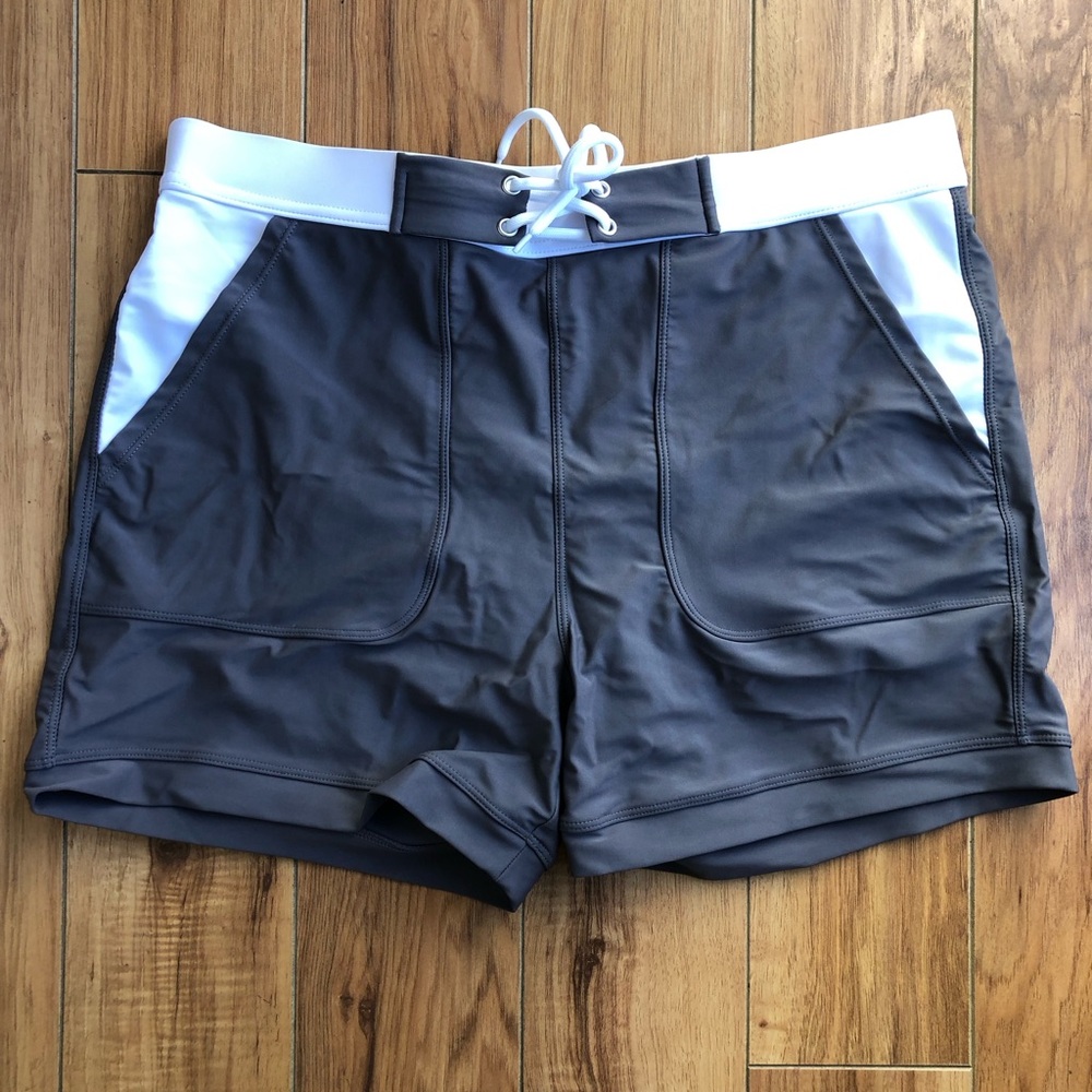 Magnivit Gray and White Men's Swim Trunks